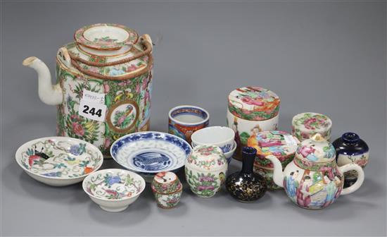 A group of Chinese famille rose porcelain, late 19th century and Japanese ceramics
